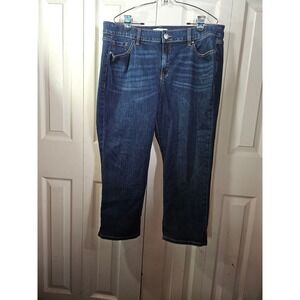 Lane Bryant Dark Wash Denim Cropped Jeans High Rise Womens Pants